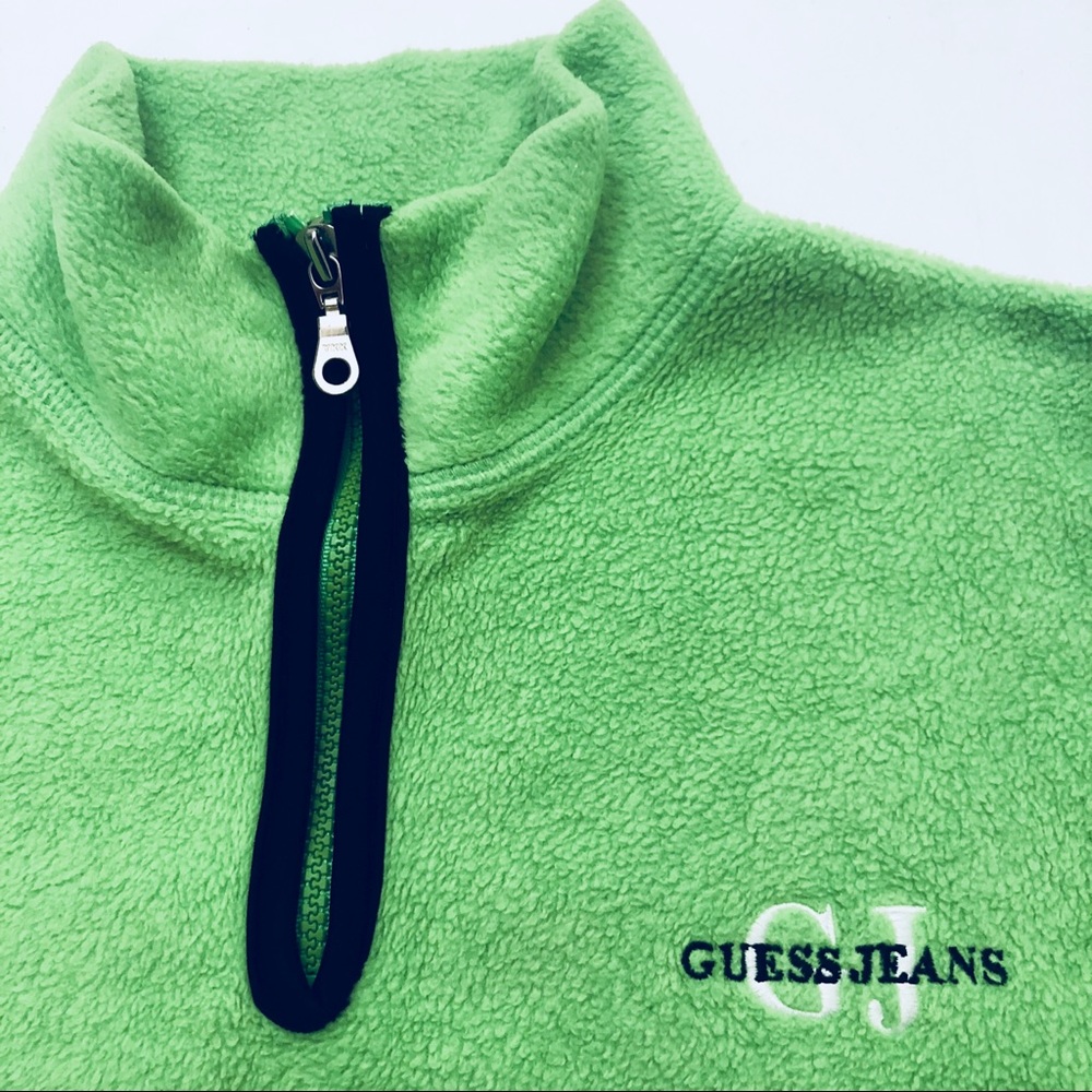 Vintage Guess Jeans Half Zip Fleece Lime Jacket